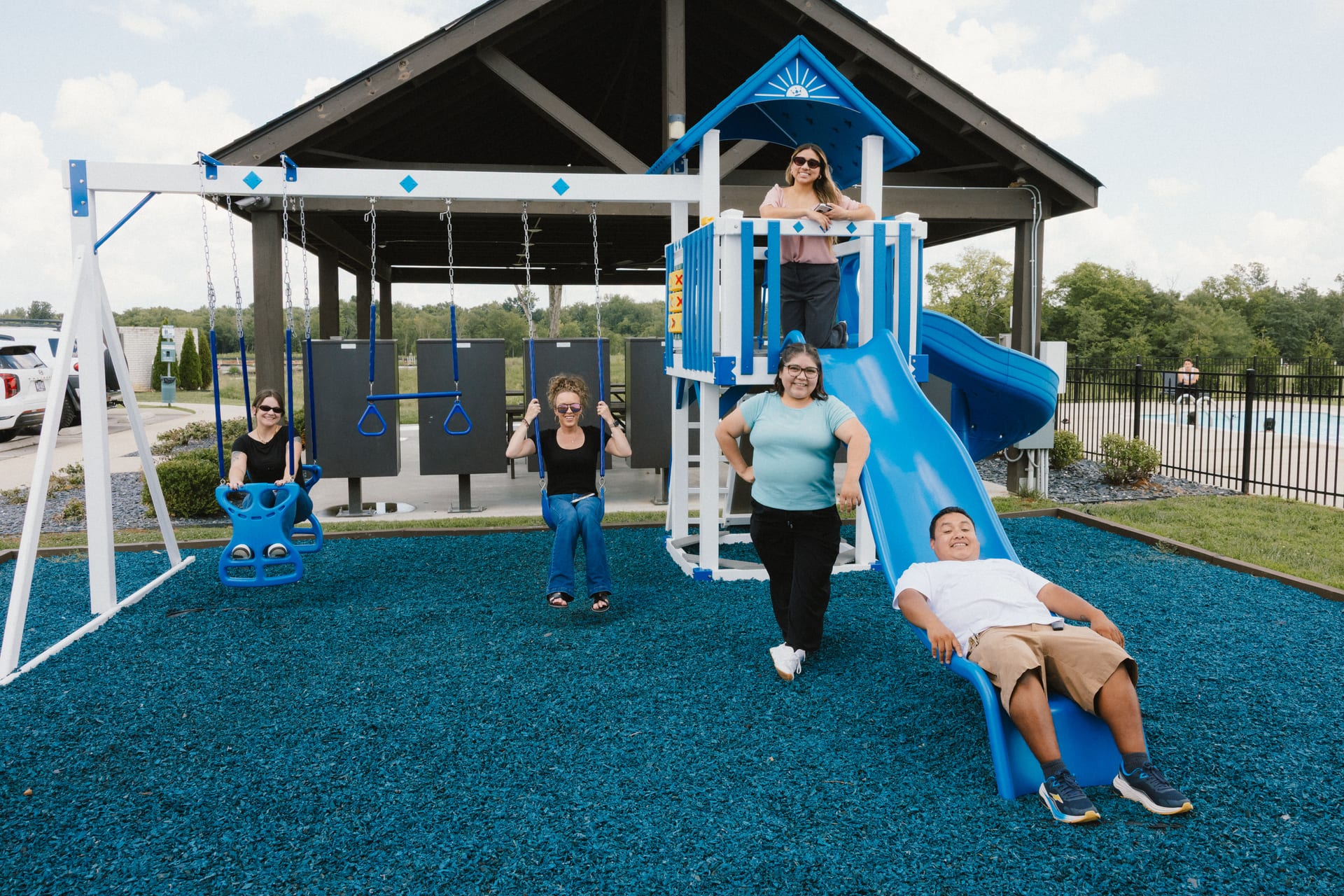 South Maple Townhomes: playground with a slide and swings
