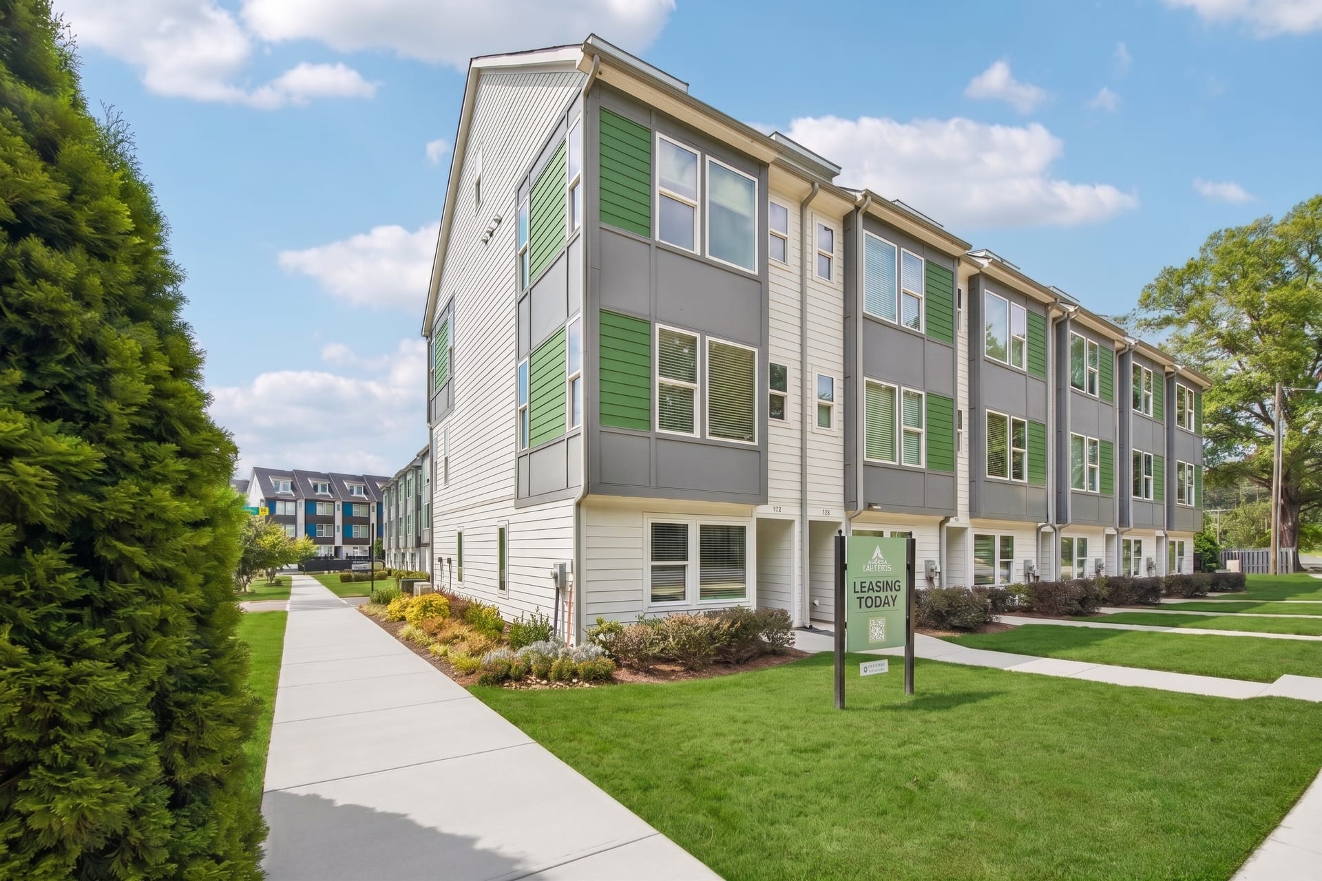 Towns at Eastland, Charlotte, NC: exterior of the townhomes
